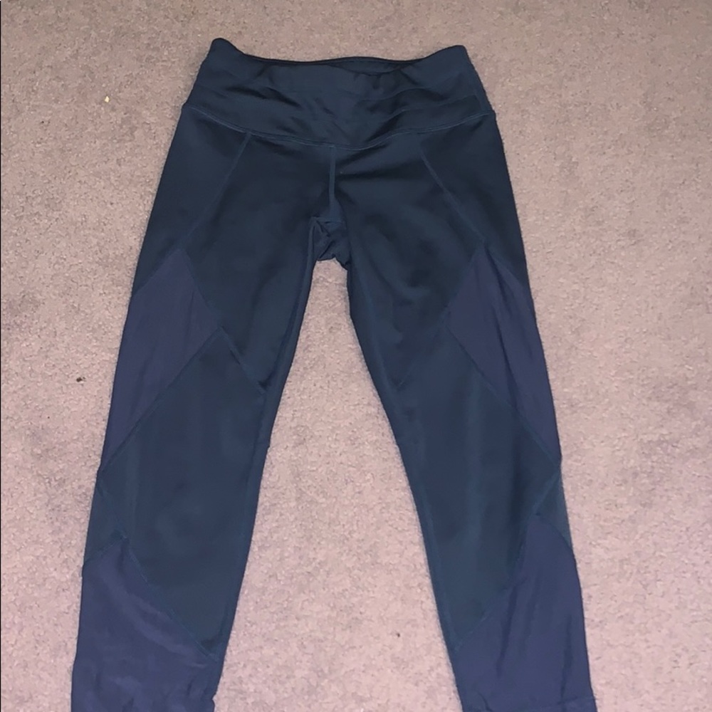 blue Athleta leggings with mesh